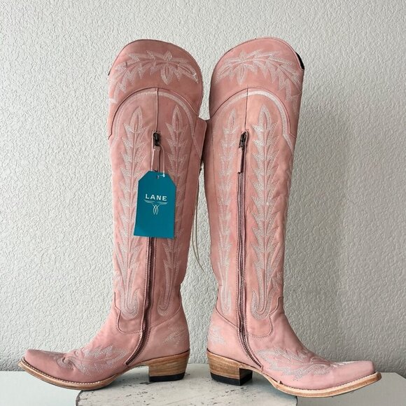 Lane LEXINGTON Over the Knee Womens Cowboy Boots 6.5 Pink Western Cowgirl Tall - Picture 9 of 15